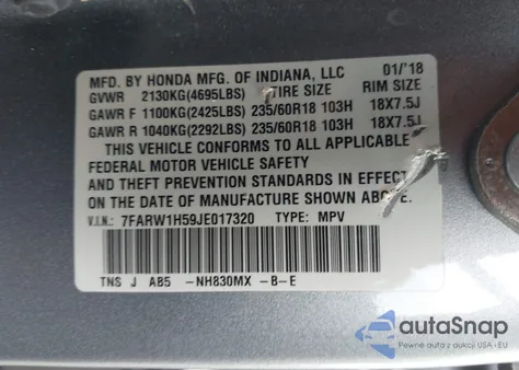 2018 Honda Cr-V Ex from USA, damaged, VIN 7FARW1H59JE017320